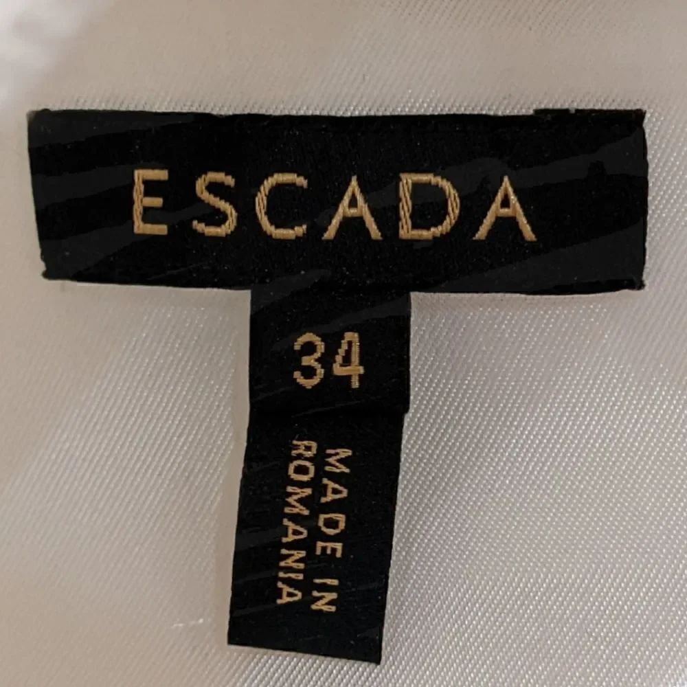 ESCADA Women's Virgin Wool Textured Block Cream & Black Sheath Dress Size 34 - Picture 5 of 8